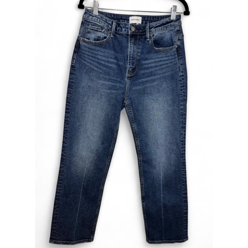 Driftwood Stella High Rise Straight Leg Jeans Medium Wash Blue Denim